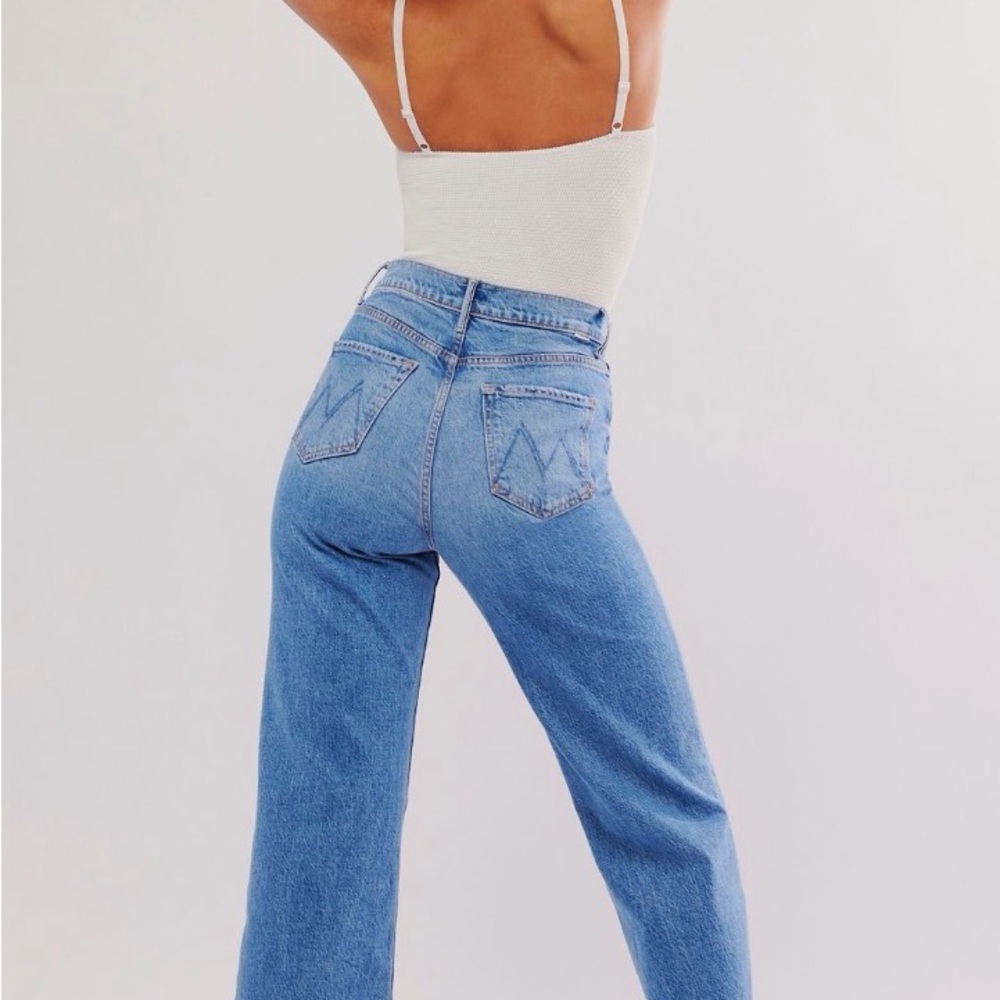 MOTHER Blue Flare Wide-Leg Jeans - Picture 2 of 8